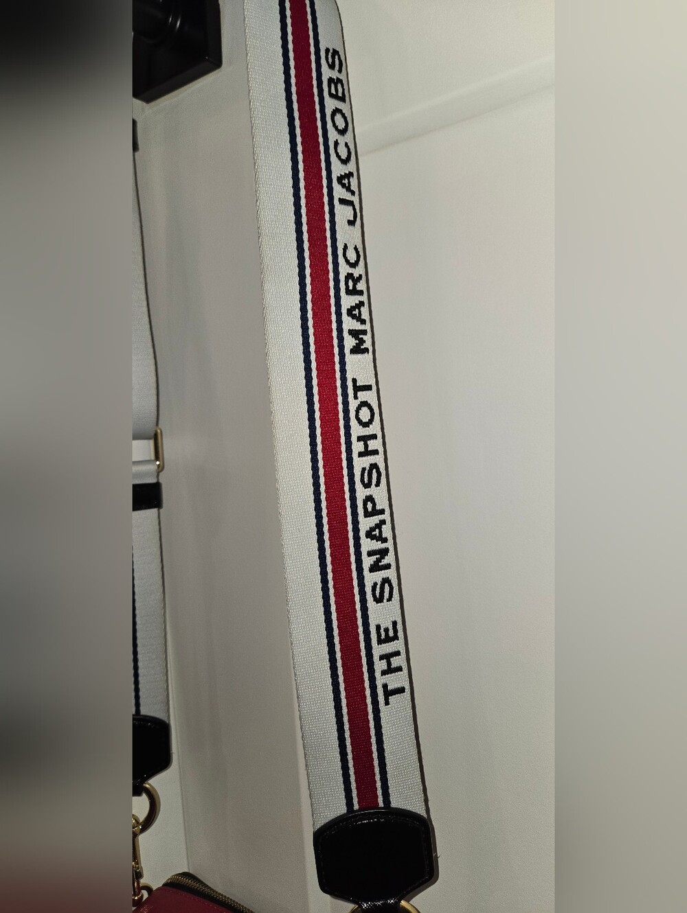 Marc Jacobs Snapshot Bag White Leather Crossbody with Red & Blue Tricolor Strap - Picture 7 of 16